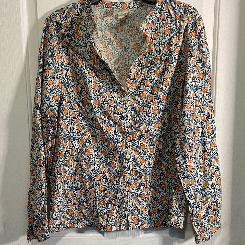 St. John's Bay Orange and Blue Floral Blouse